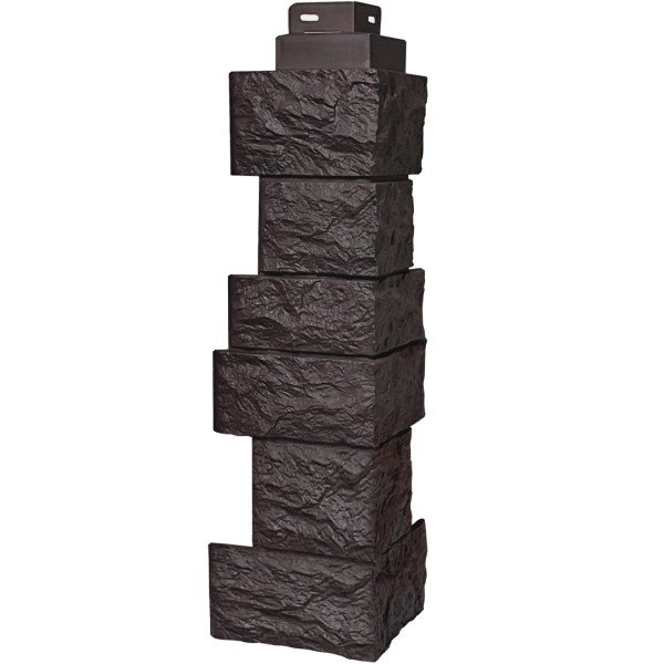 Цокольный сайдинг FineBer – Серия “Дикий камень”, Угол наружный, Коричневый купить в Электростале