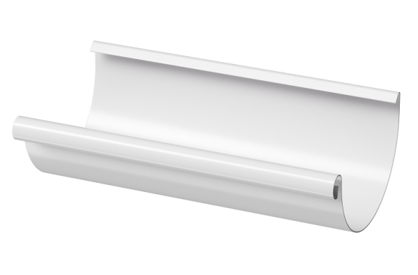 Желоб полукруглый D125 3 м Döcke STAL PREMIUM Пломбир, (RAL 9010) купить в Электростале