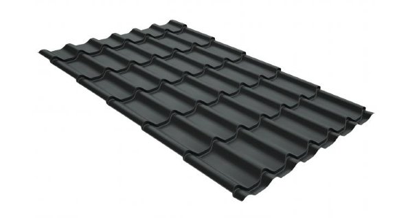 Металлочерепица классик GL 0,5 GreenCoat Pural RR 23 темно-серый (RAL 7024 мокрый асфальт) купить в Электростале