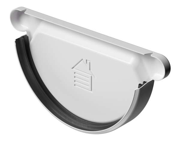 Заглушка желоба D125 Döcke STAL PREMIUM Пломбир, (RAL 9010) купить в Электростале