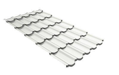 Металлочерепица квинта плюс с 3D резом 0,45 PE RAL 9003 сигнальный белый