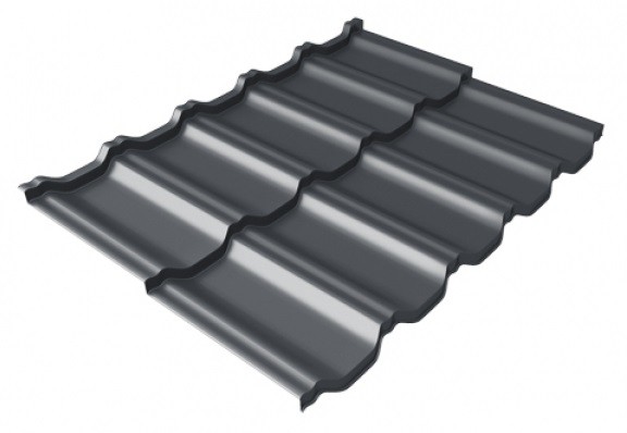 Металлочерепица модульная Квинта Uno Grand Line c 3D резом 0,5 Satin Мatt RAL 7024 мокрый асфальт купить в Электростале