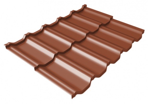 Металлочерепица модульная Квинта Uno Grand Line c 3D резом 0,5 Satin Мatt RAL 8004 терракота купить в Электростале