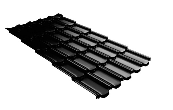 Металлочерепица квинта плюс с 3D резом 0,5 GreenСoat Pural Matt RR 33 черный (RAL 9005 черный) купить в Электростале
