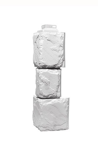 Угол Фасайдинг Серия «Камень крупный»  Мелованный белый купить в Электростале