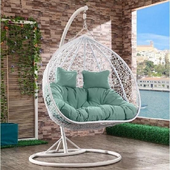 Кресло Подвесное из искусственного ротанга AFM-109A White/Green купить в Электростале