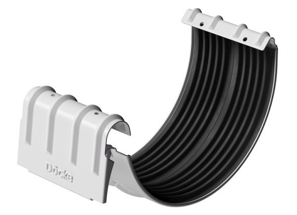 Соединитель желобов D125 Döcke STAL PREMIUM Пломбир, (RAL 9010) купить в Электростале